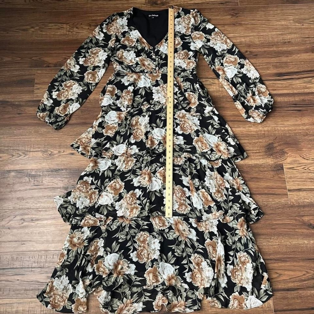 En Saison Floral Tiered Maxi Dress Women Medium‎ Cottagecore Boho Wedding Guest - Picture 5 of 8